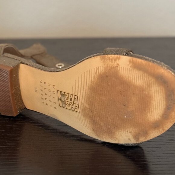 ! White House Black Market Gold Cora Block Heel Women Sandals ! - Picture 6 of 7